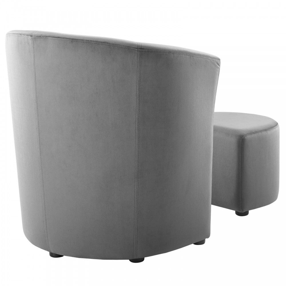 Divulge Performance Velvet Arm Chair and Ottoman Set, Gray