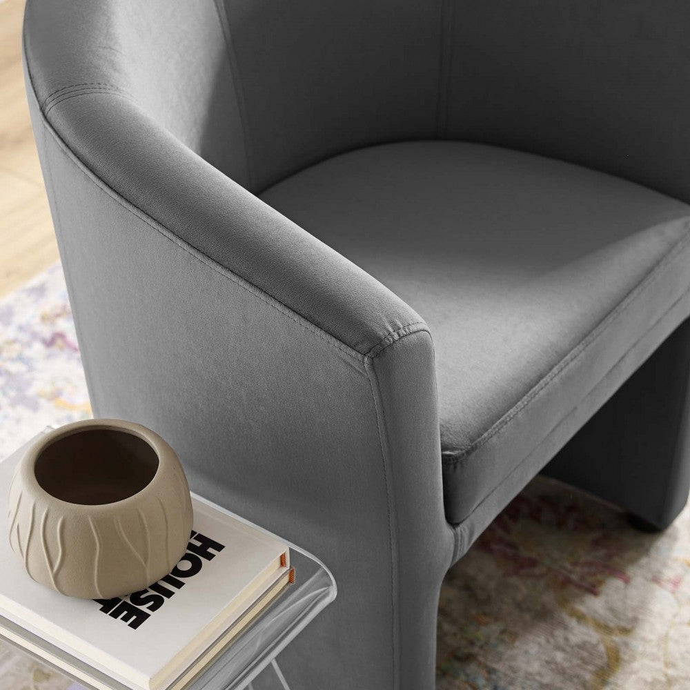 Divulge Performance Velvet Arm Chair and Ottoman Set, Gray