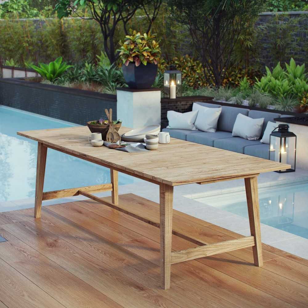 Dorset Outdoor Patio Teak Dining Table, Natural, EEI-2713-NAT