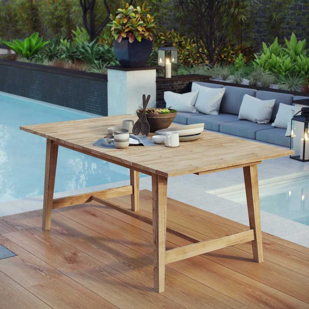 Dorset Outdoor Patio Teak Dining Table, Natural, EEI-2712-NAT