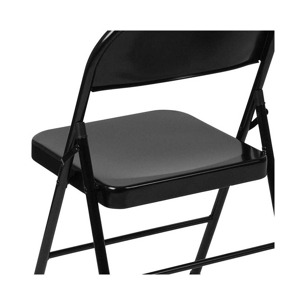Double Braced Black Metal Folding Chair