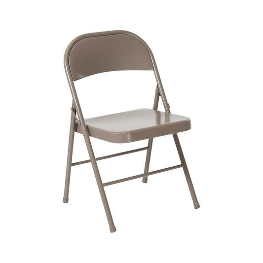 Double Braced Gray Metal Folding Chair