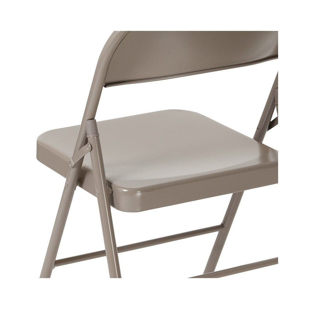 Double Braced Gray Metal Folding Chair
