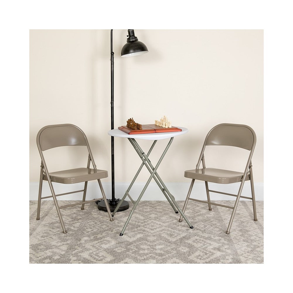 Double Braced Gray Metal Folding Chair
