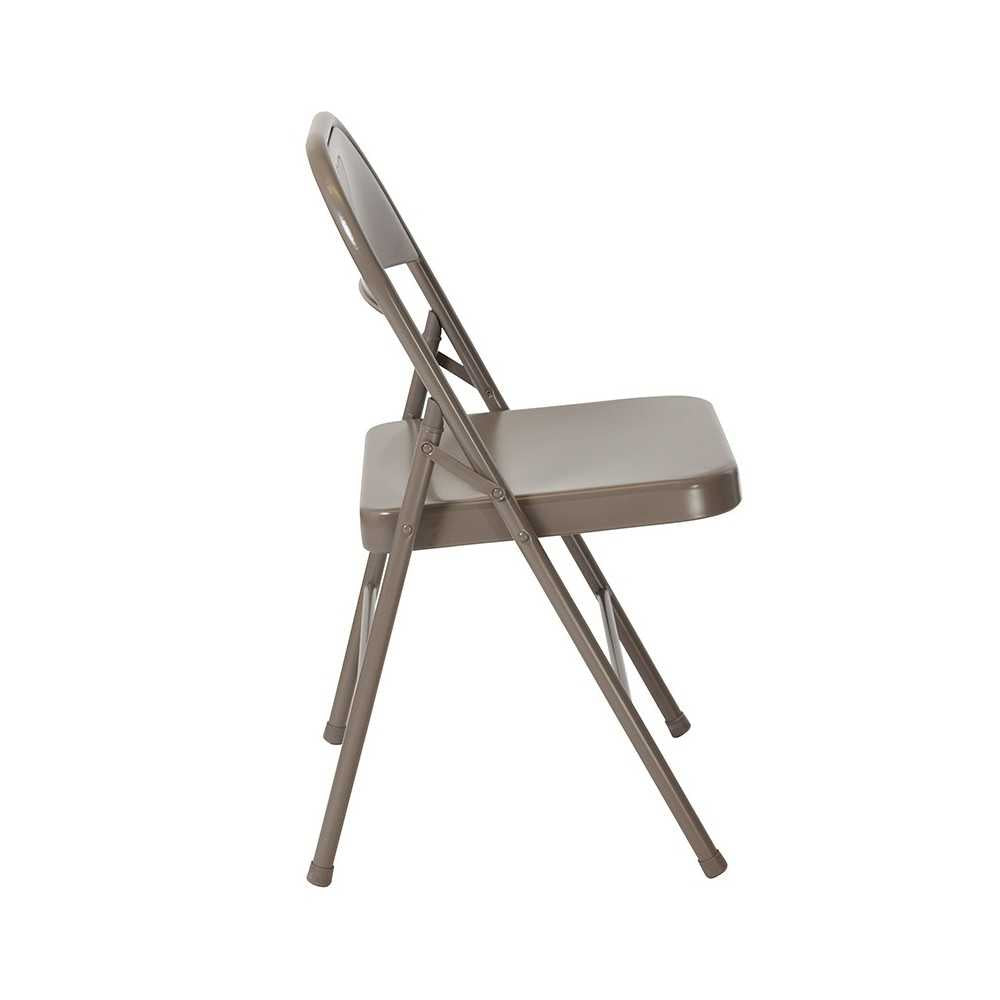 Double Braced Gray Metal Folding Chair