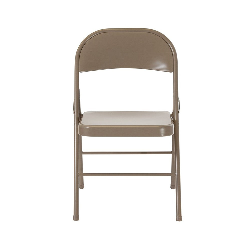 Double Braced Gray Metal Folding Chair