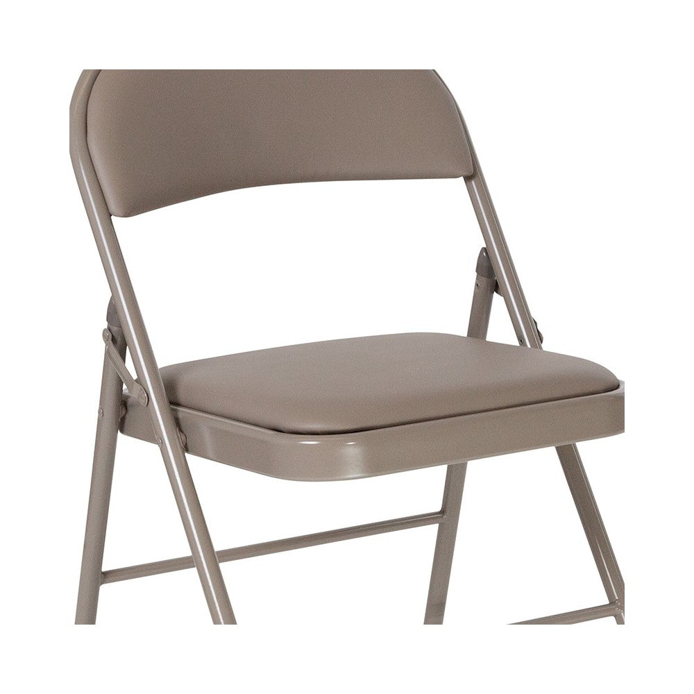 Double Braced Gray Vinyl Folding Chair