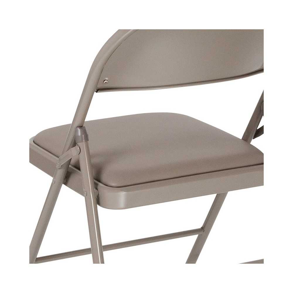 Double Braced Gray Vinyl Folding Chair