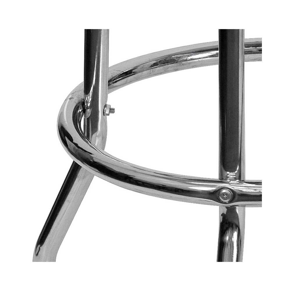 Double Ring Chrome Barstool with Black Seat