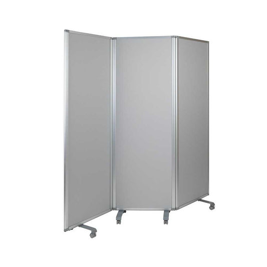 Double Sided Mobile Magnetic Whiteboard/Cloth Partition with Lockable Casters, 72"H x 24"W (3 sections included)
