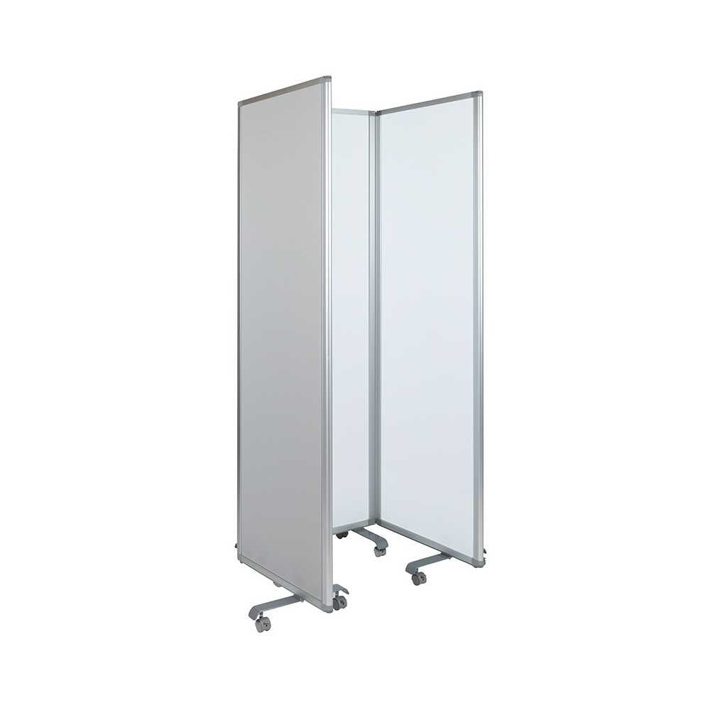 Double Sided Mobile Magnetic Whiteboard/Cloth Partition with Lockable Casters, 72"H x 24"W (3 sections included)