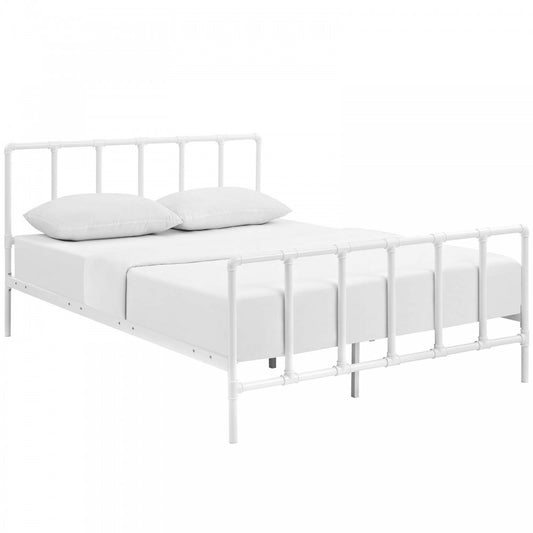 Dower Queen Stainless Steel Bed, White