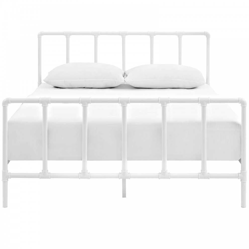 Dower Queen Stainless Steel Bed, White