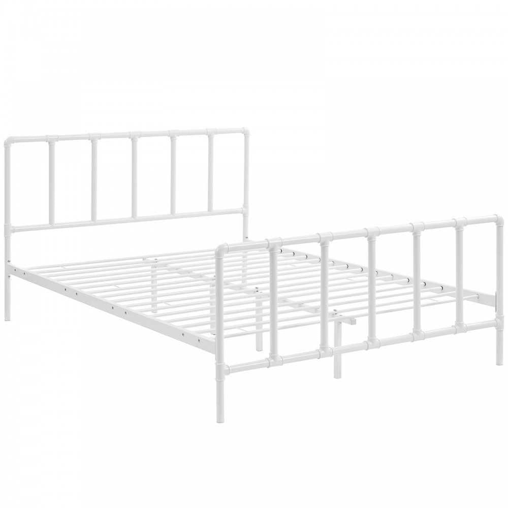 Dower Queen Stainless Steel Bed, White