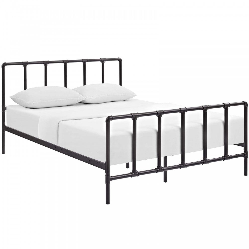 Dower Queen Stainless Steel Bed, Brown