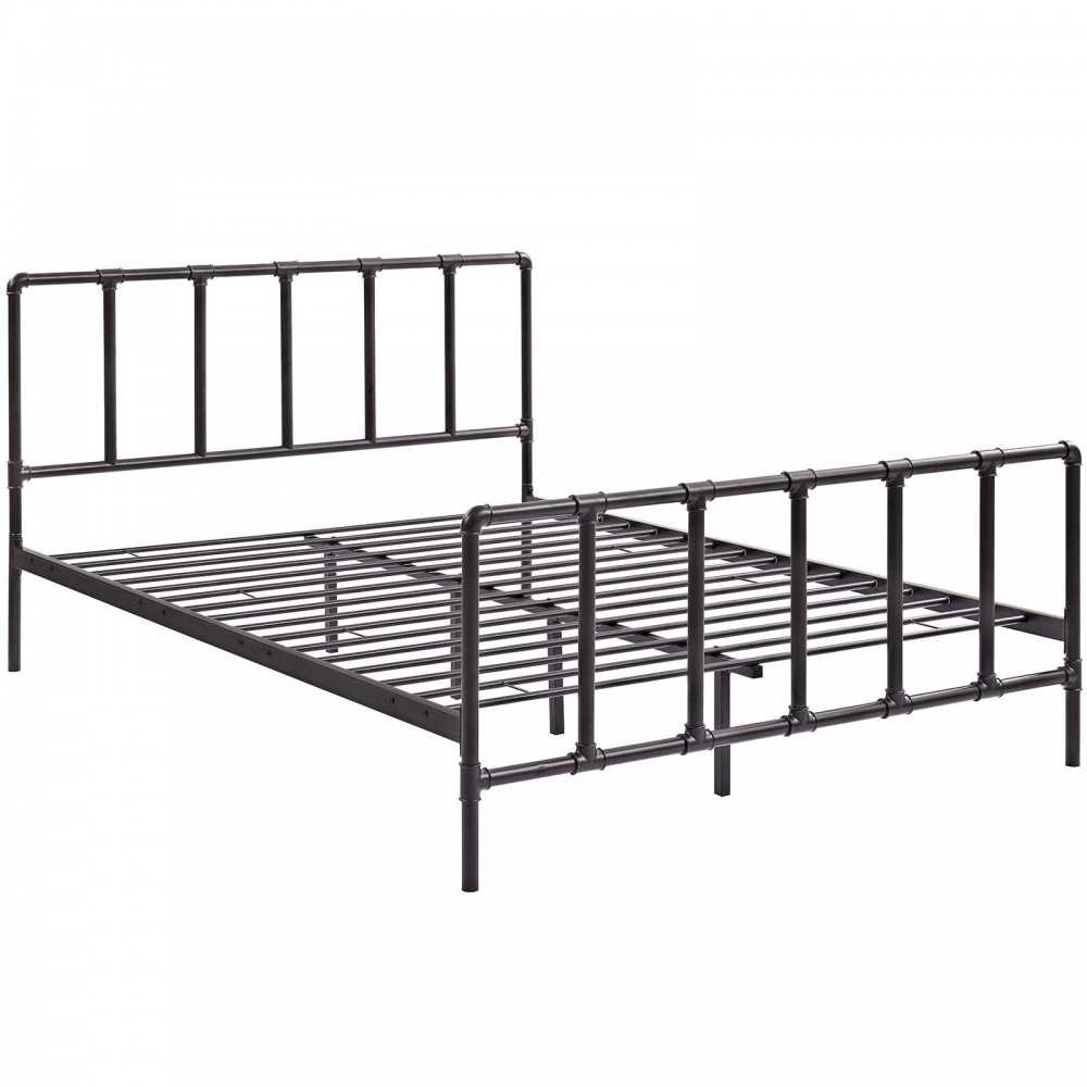 Dower Queen Stainless Steel Bed, Brown