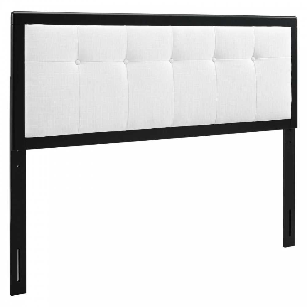 Draper Tufted Full Fabric and Wood Headboard, Black White