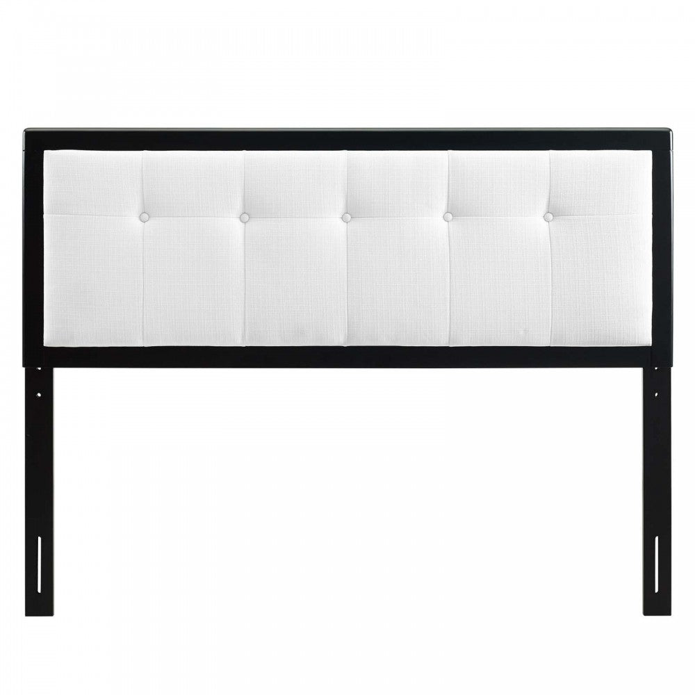 Draper Tufted Full Fabric and Wood Headboard, Black White