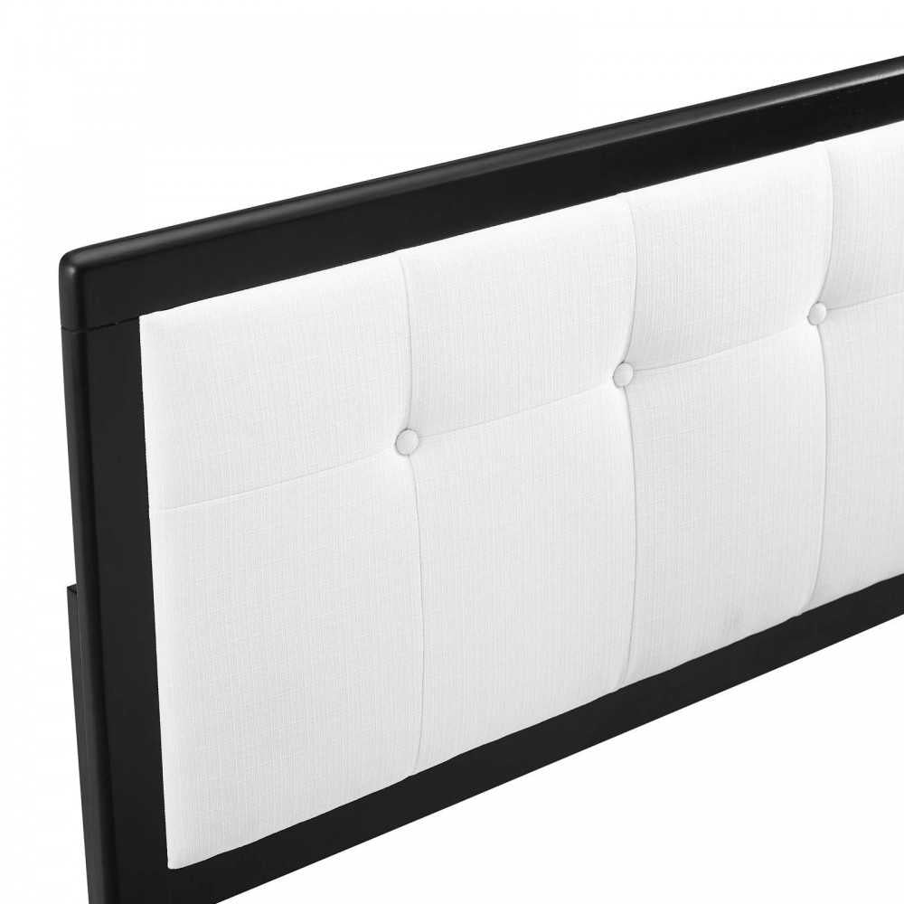 Draper Tufted Full Fabric and Wood Headboard, Black White