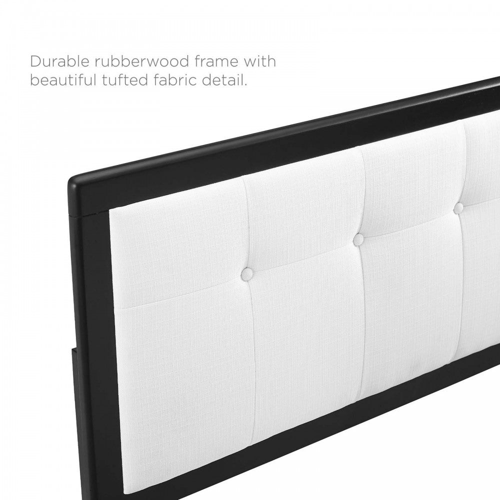 Draper Tufted Full Fabric and Wood Headboard, Black White