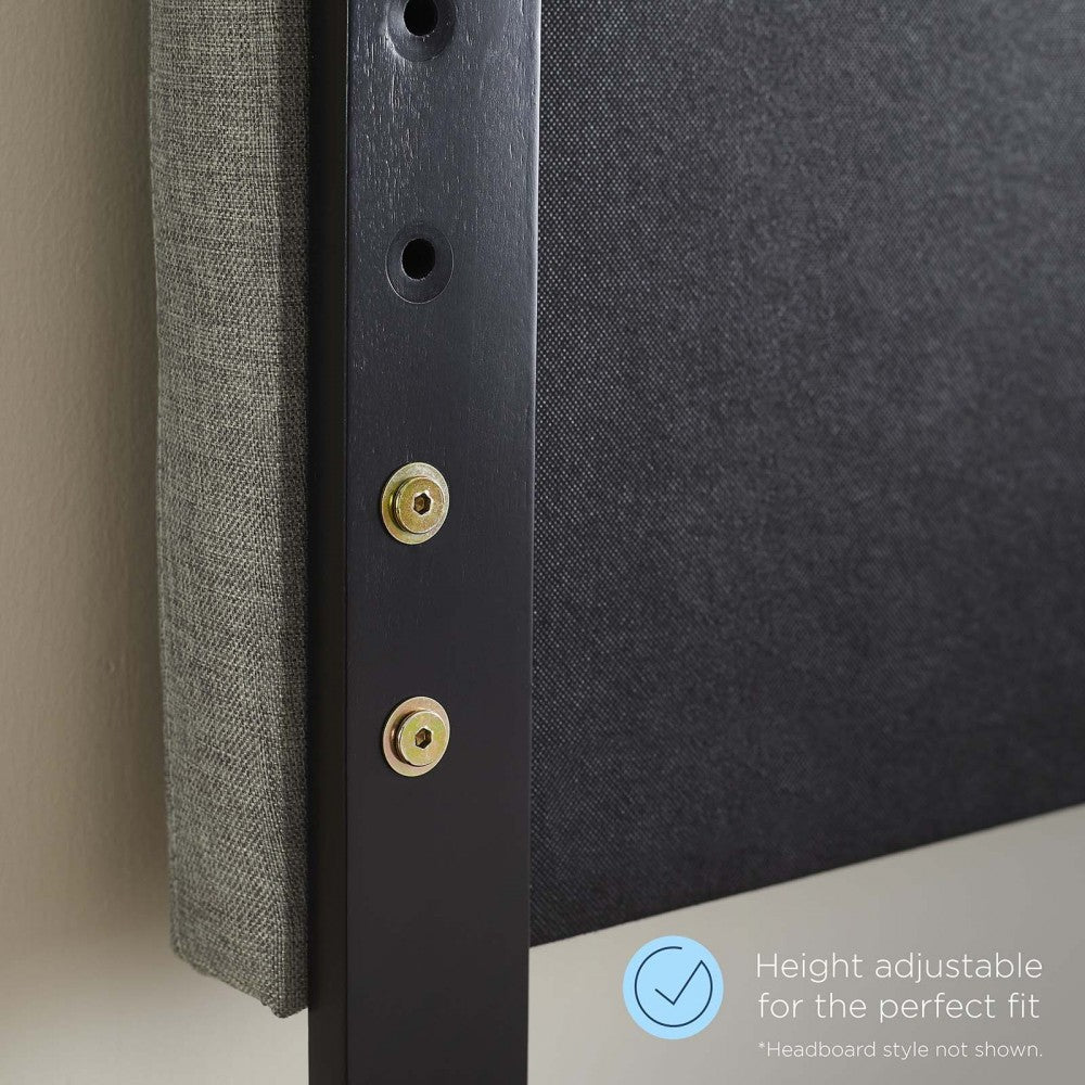 Draper Tufted Full Fabric and Wood Headboard, Walnut Charcoal