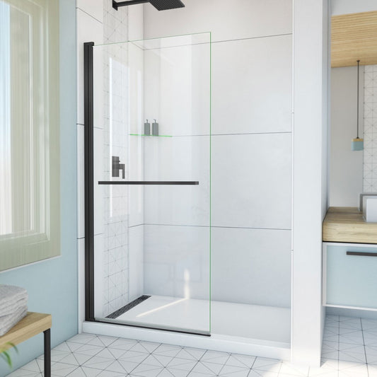 DreamLine Aqua-Q Swing 33 1/2x72 Frameless Shower Door in Satin Black