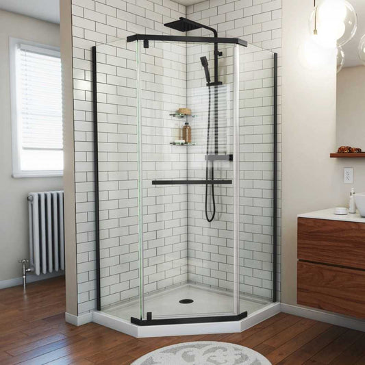 DreamLine Prism 40 1/8 in.x72 in. Frameless Neo-Angle Pivot Shower Enclosure in Satin Black