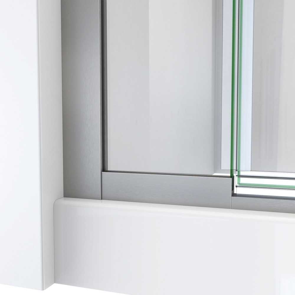 DreamLine Terrace 58x72 Semi-Frameless Pivot Shower Door in Brushed Nickel