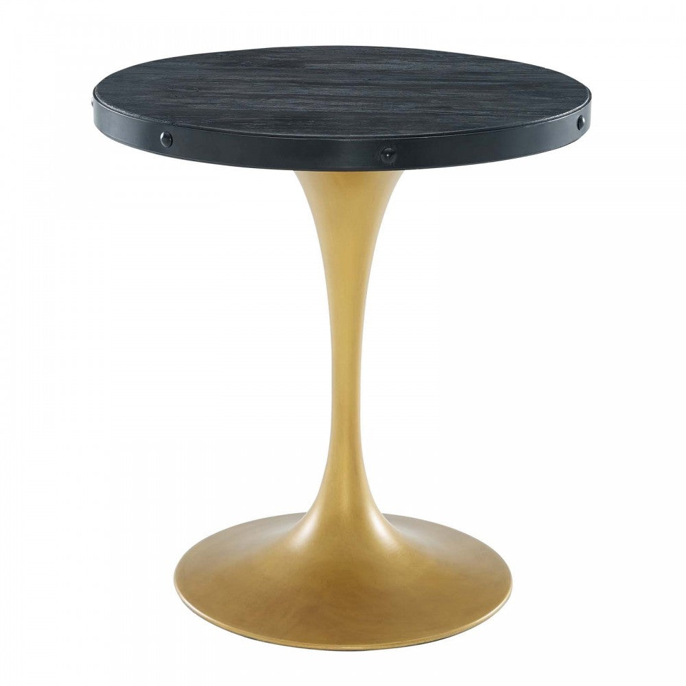 Drive 28" Round Wood Top Dining Table, Black Gold