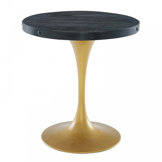 Drive 28" Round Wood Top Dining Table, Black Gold