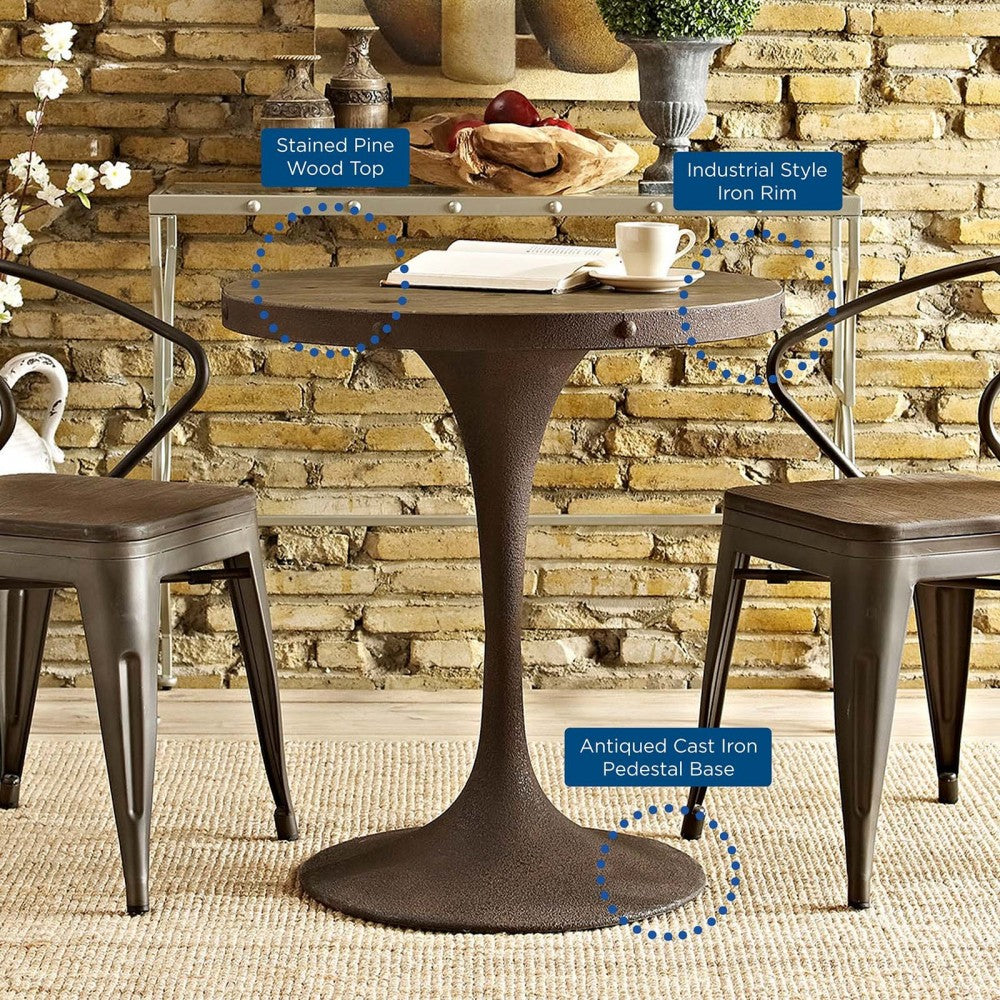 Drive 28" Round Wood Top Dining Table, Brown