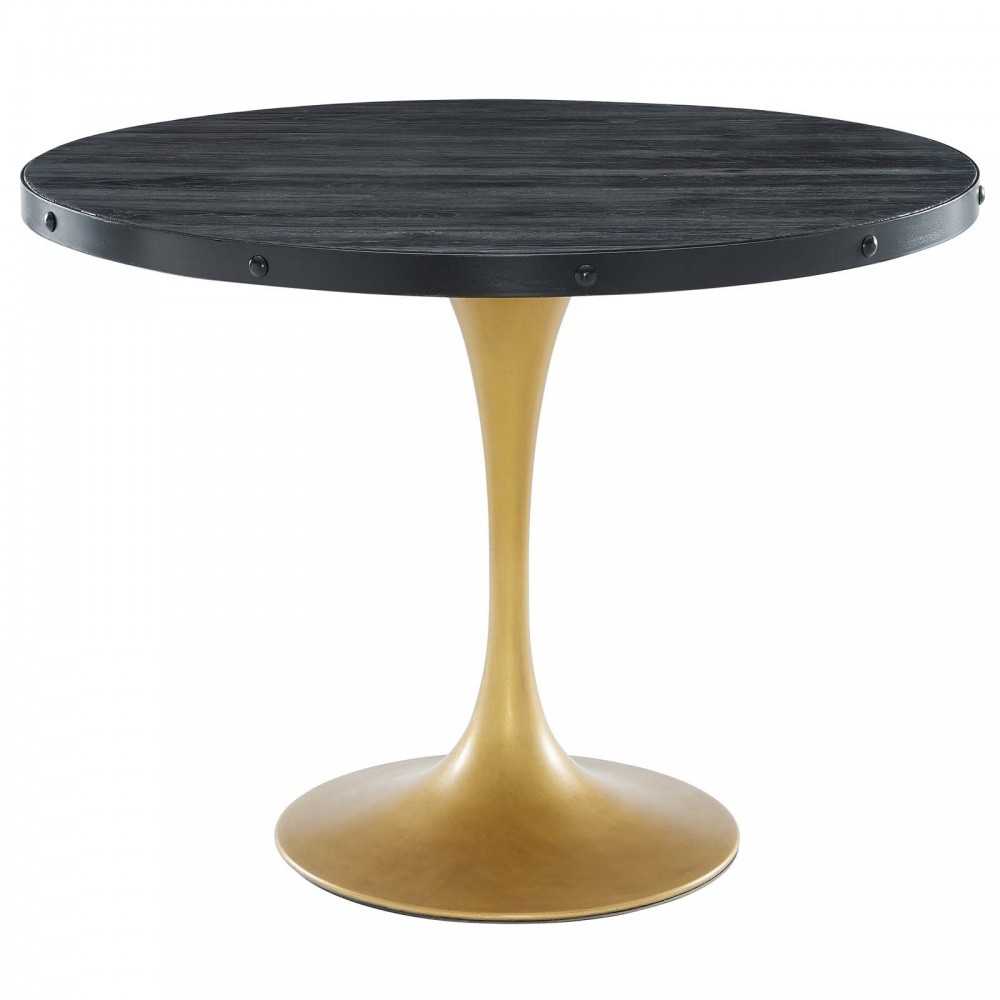 Drive 40" Round Wood Top Dining Table, Black Gold