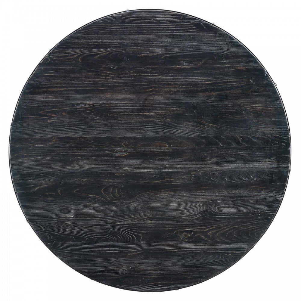 Drive 40" Round Wood Top Dining Table, Black Gold