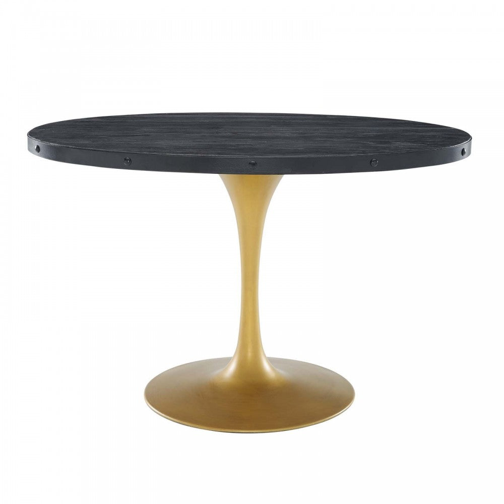 Drive 47" Oval Wood Top Dining Table, Black Gold