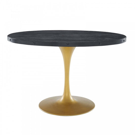 Drive 47" Oval Wood Top Dining Table, Black Gold