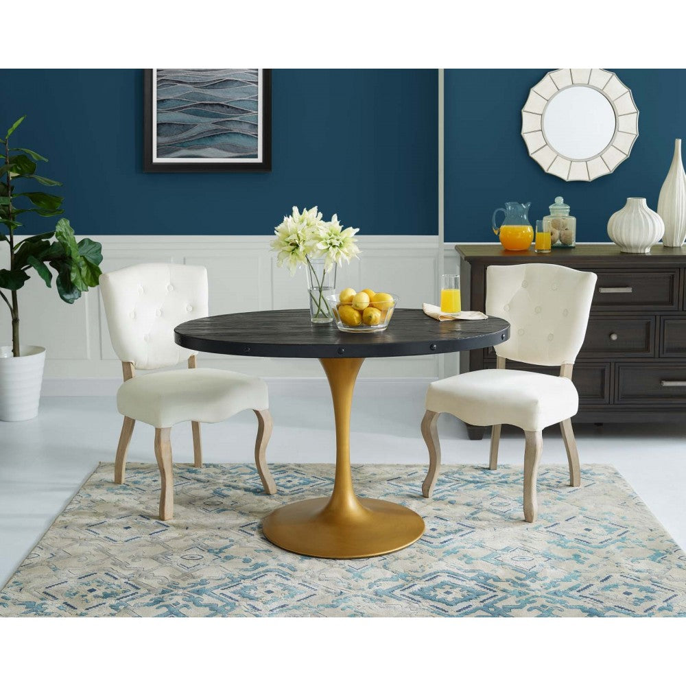 Drive 47" Oval Wood Top Dining Table, Black Gold