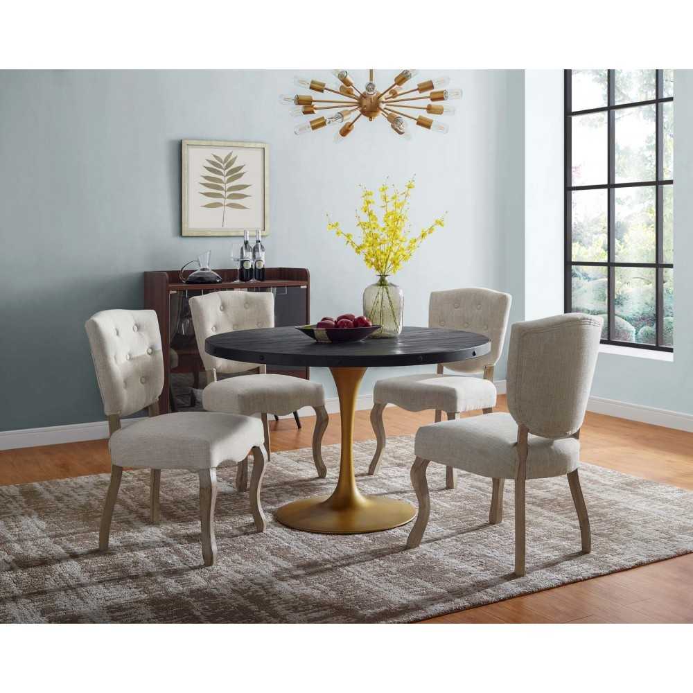 Drive 48" Round Wood Top Dining Table, Black Gold