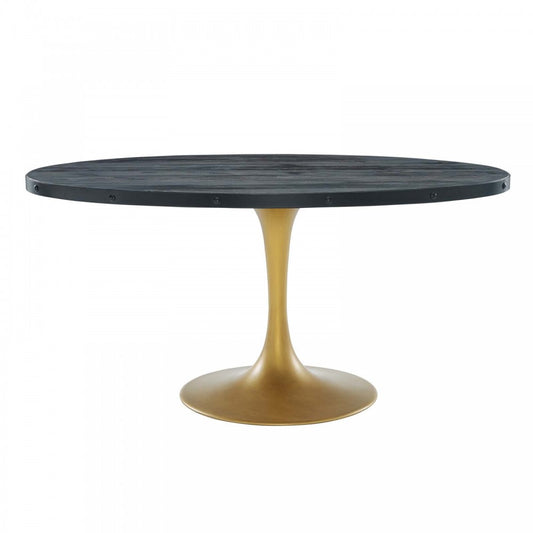 Drive 60" Oval Wood Top Dining Table, Black Gold