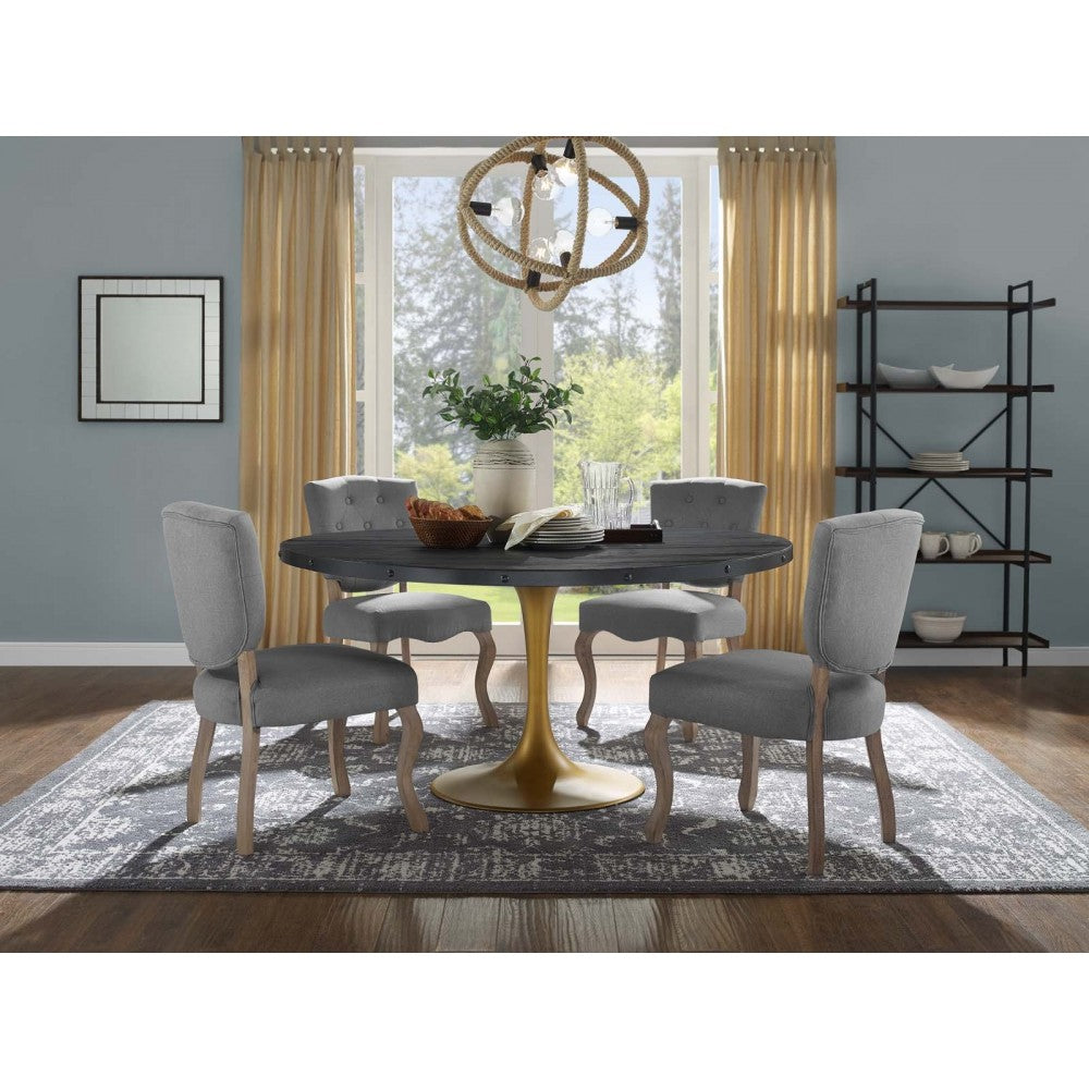 Drive 60" Oval Wood Top Dining Table, Black Gold