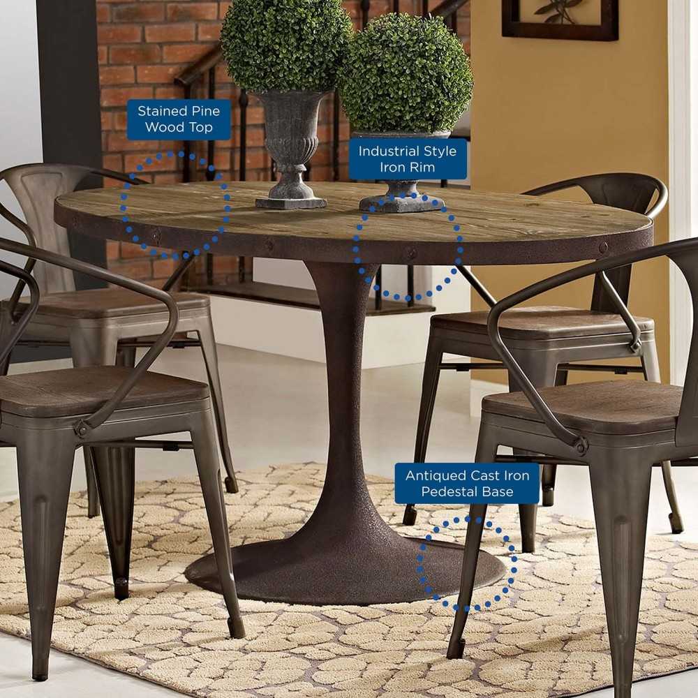 Drive 60" Oval Wood Top Dining Table, Brown