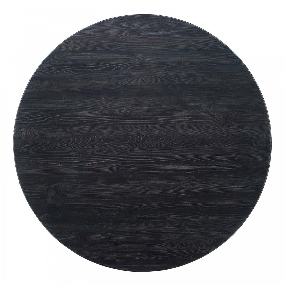 Drive 60" Round Wood Top Dining Table, Black Gold