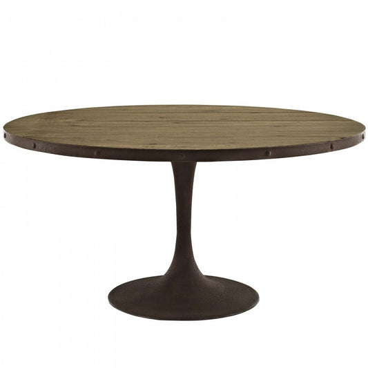 Drive 60" Round Wood Top Dining Table, Brown