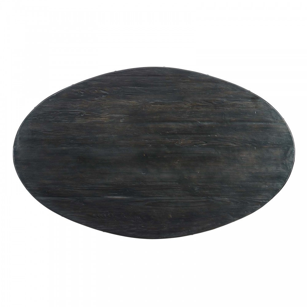 Drive 78" Oval Wood Top Dining Table, Black Gold