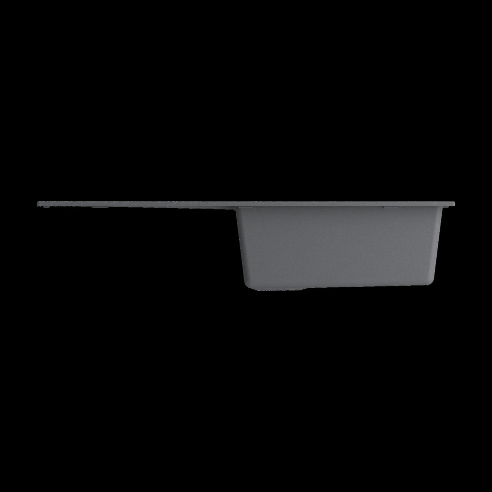 Dual-Mount 20 in. Single Bowl Granite Composite Kitchen Sink with Drain Board, Concrete Gray