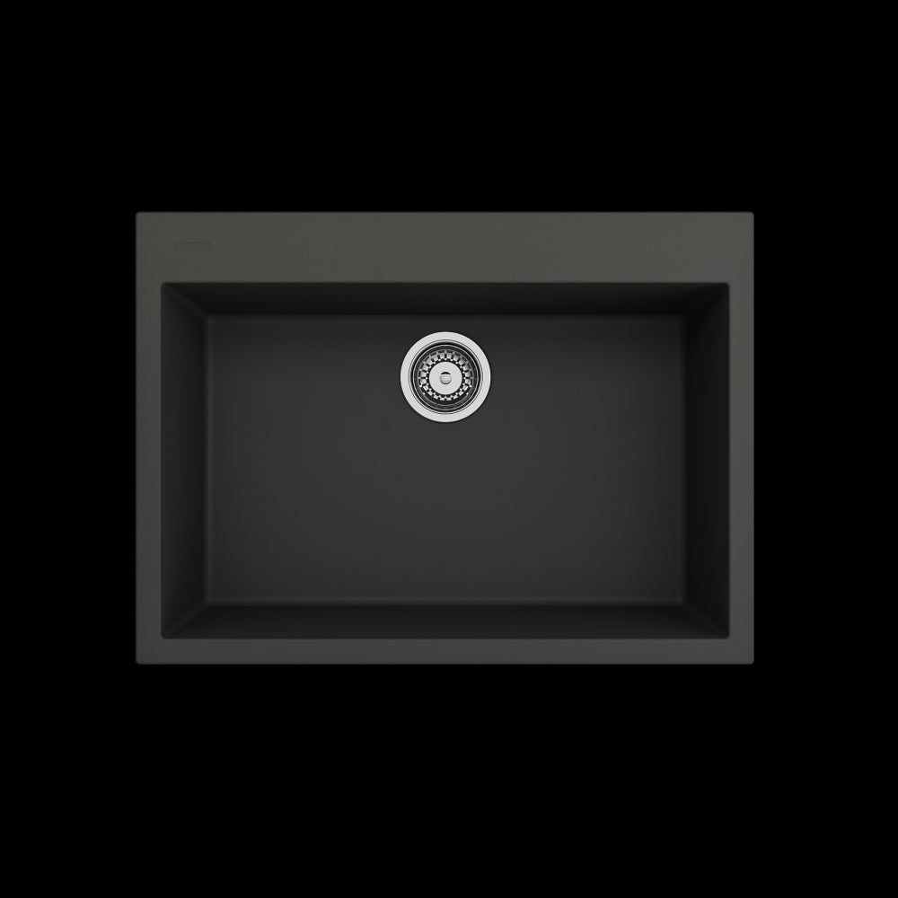 Dual-Mount 27 in. Single Bowl Granite Composite Kitchen Sink in Matte Black