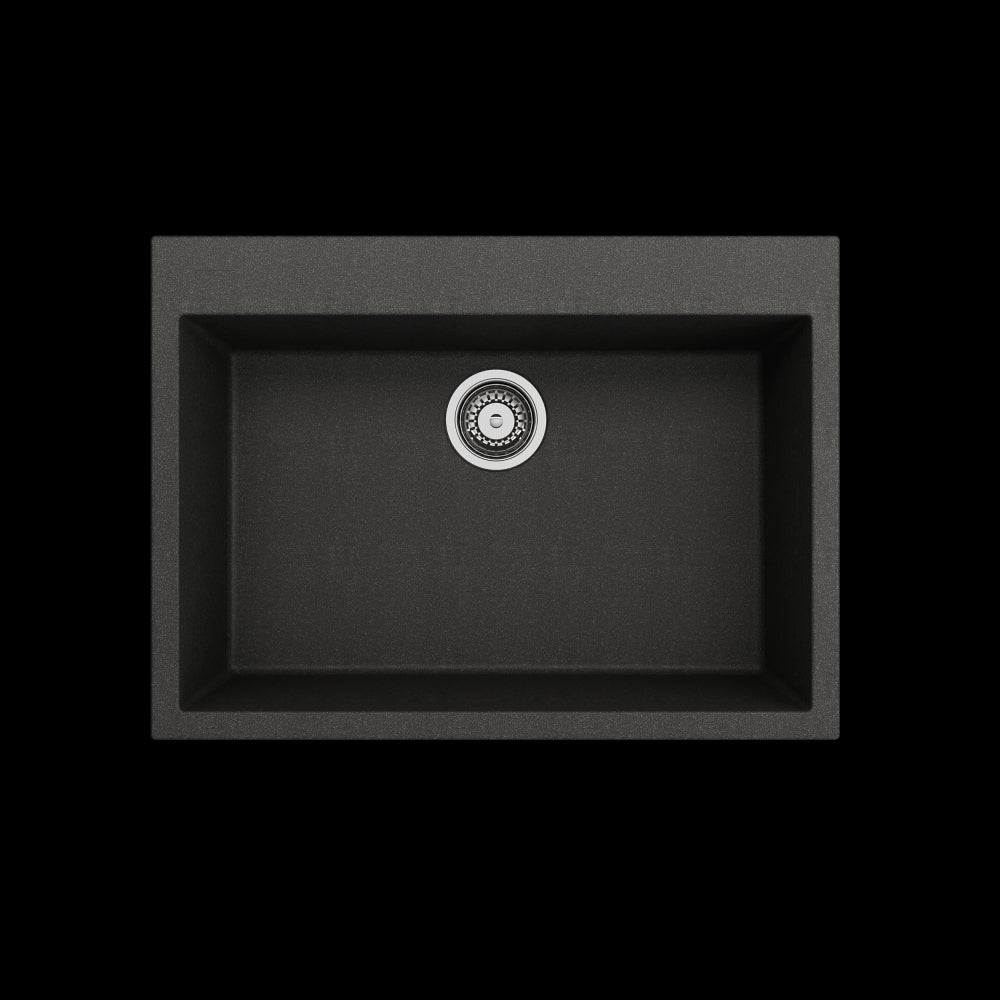 Dual-Mount 27 in. Single Bowl Granite Composite Kitchen Sink in Metallic Black