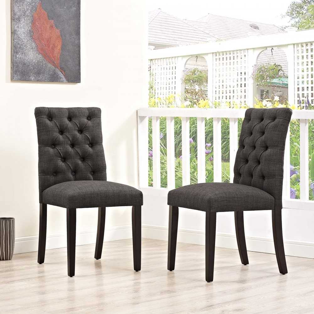 Duchess Dining Chair Fabric Set of 2, Brown