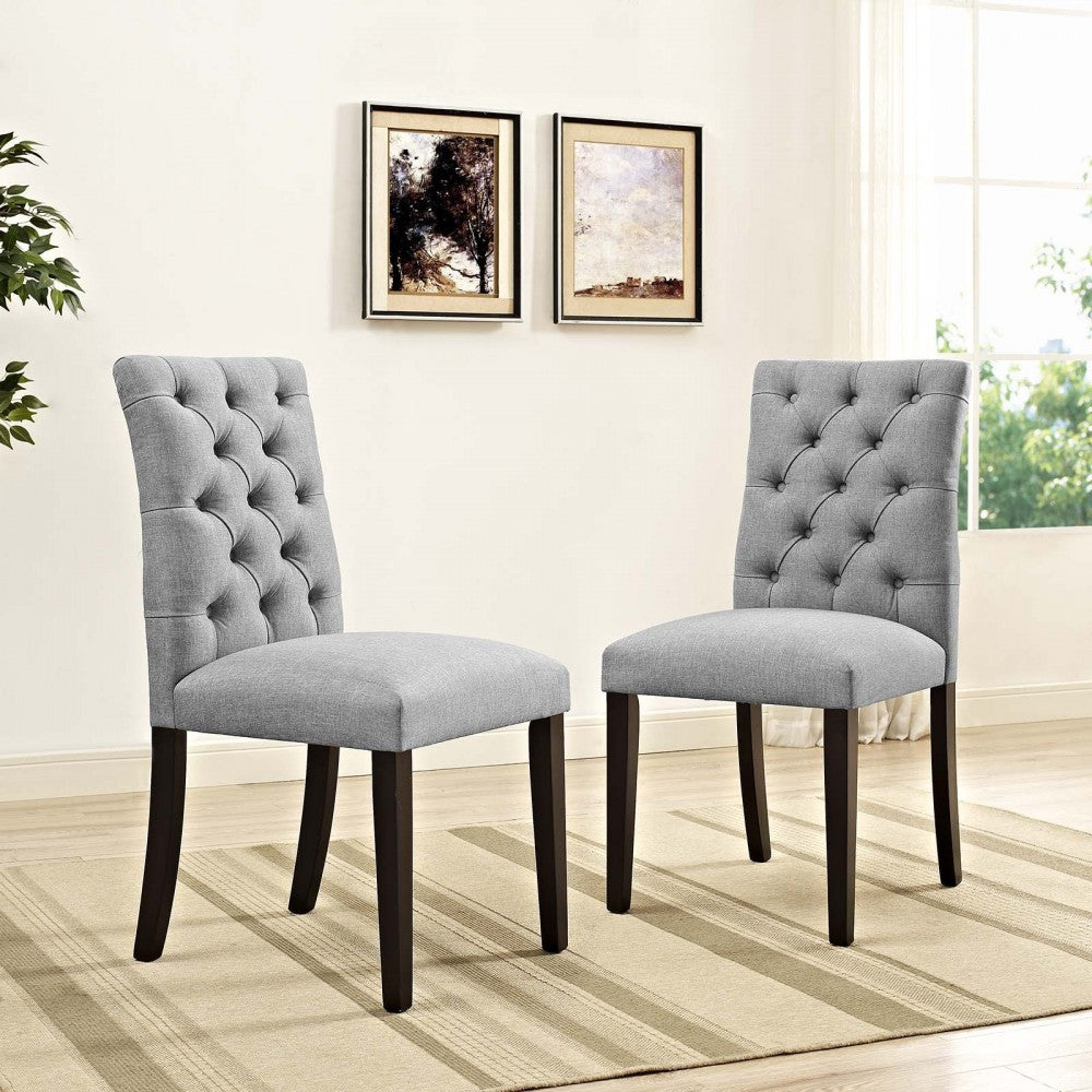 Duchess Dining Chair Fabric Set of 2, Light Gray