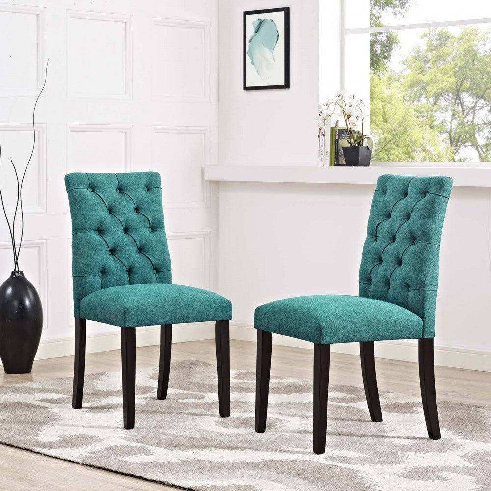 Duchess Dining Chair Fabric Set of 2, Teal