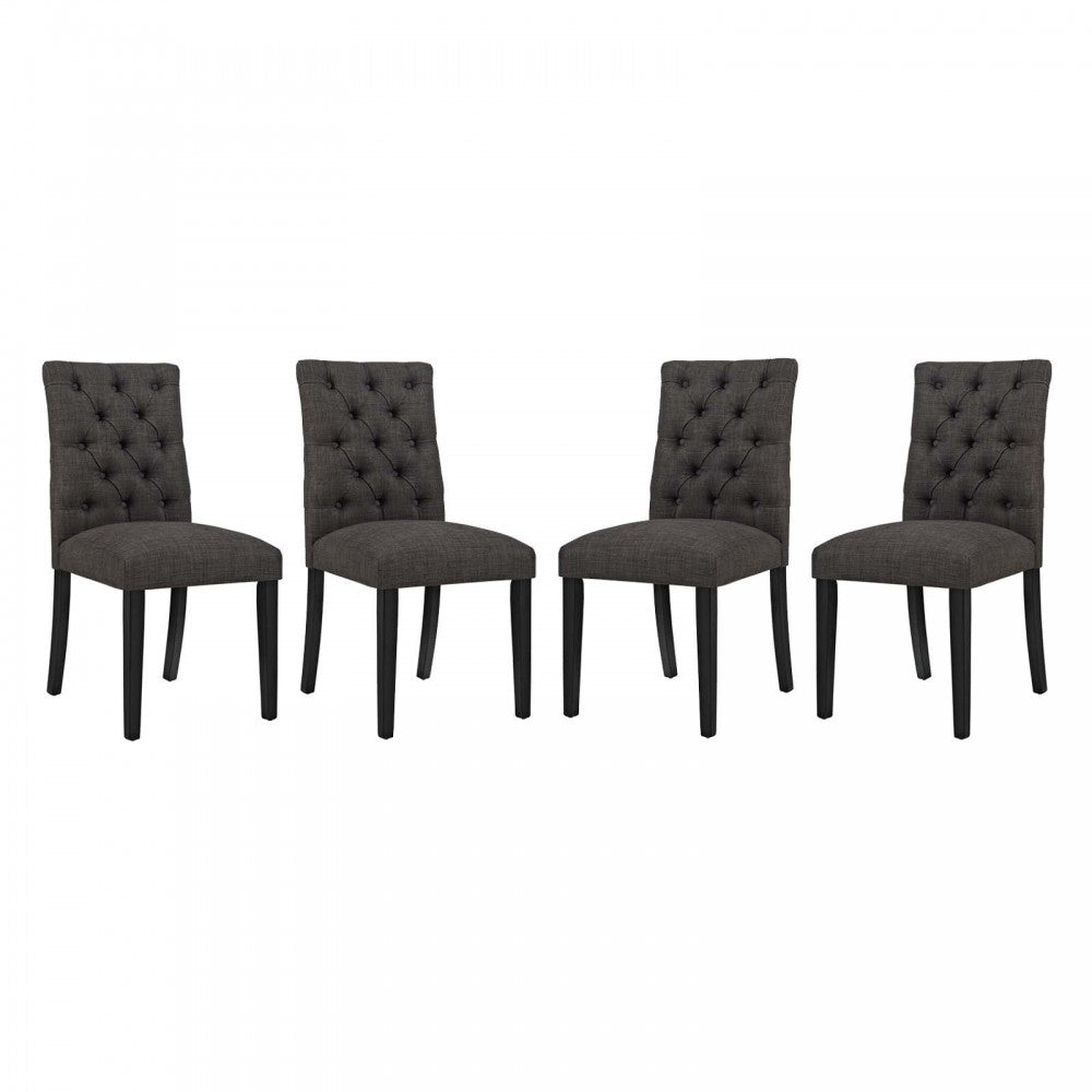 Duchess Dining Chair Fabric Set of 4, Brown